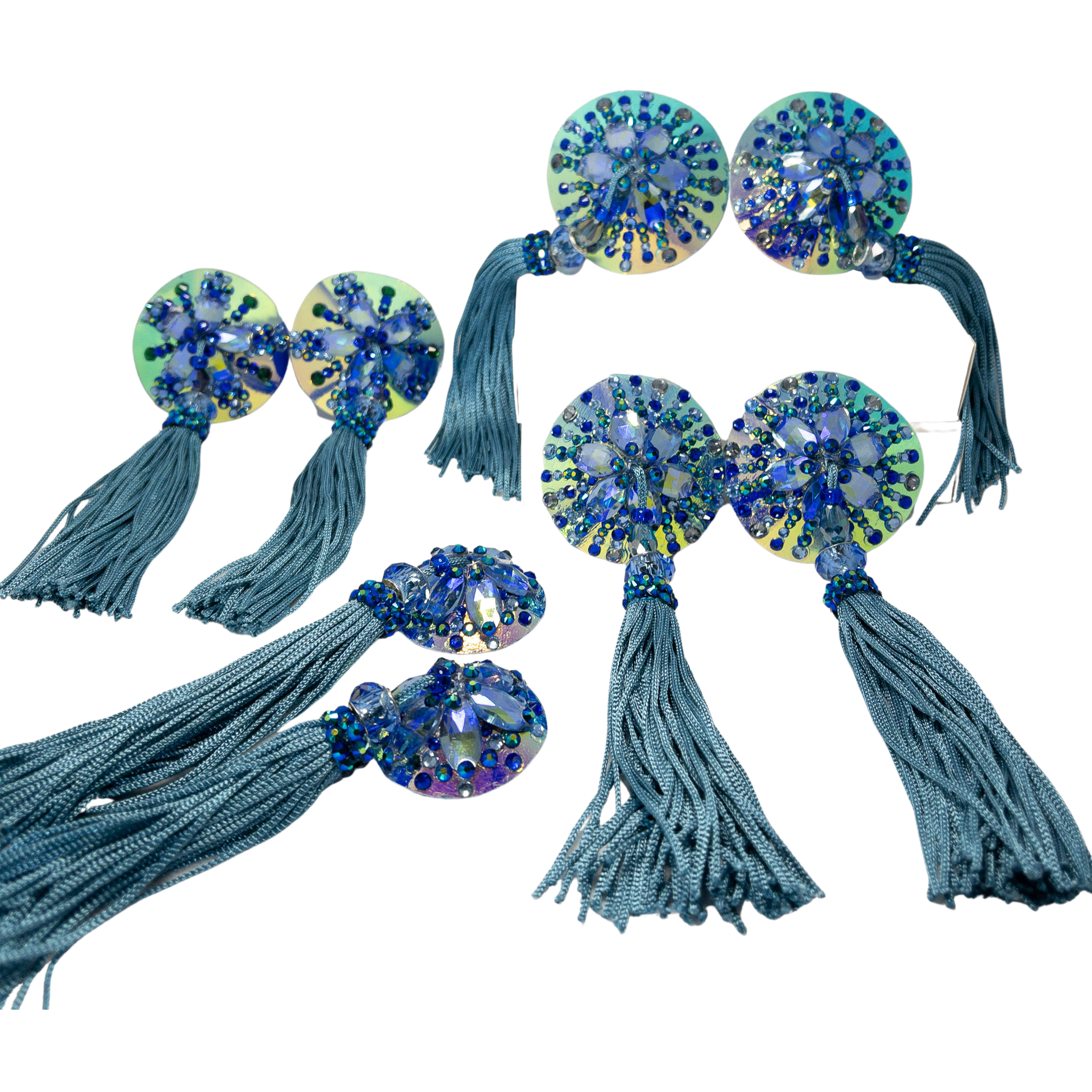 The Blues Rhinestone Pasties with Tassels – Showgirl Sparkle